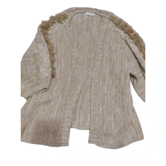 anthropologie sweater cardigan beige with statement sleeves one size - Picture 1 of 6